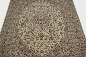 Vintage Beige Traditional 8X12 Kashan Persian Rug