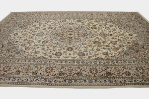 Vintage Beige Traditional 8X12 Kashan Persian Rug