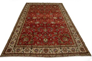 Vintage Red Traditional 9'5X15'4 Tabriz Persian Rug