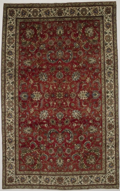 Vintage Red Traditional 9'5X15'4 Tabriz Persian Rug