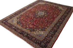 Vintage Red Traditional 10X13 Kashan Persian Rug