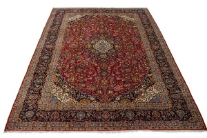 Vintage Red Traditional 10X13 Kashan Persian Rug