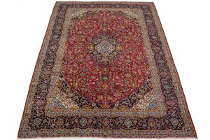 Vintage Red Traditional 10X13 Kashan Persian Rug