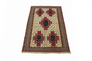 Cream Tribal 4X7 Sumak Persian Oriental Rug