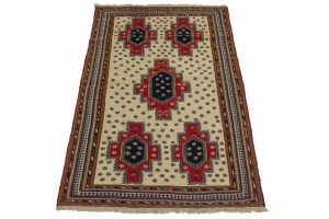 Cream Tribal 4X7 Sumak Persian Oriental Rug