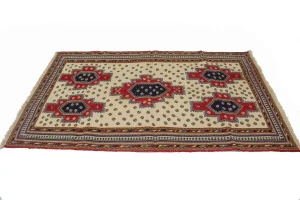 Cream Tribal 4X7 Sumak Persian Oriental Rug