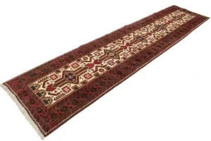 Vintage Ivory Tribal 3X13 Balouch Persian Runner Rug