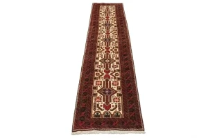 Vintage Ivory Tribal 3X13 Balouch Persian Runner Rug