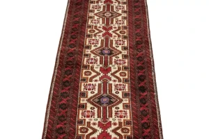 Vintage Ivory Tribal 3X13 Balouch Persian Runner Rug
