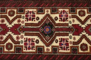 Vintage Ivory Tribal 3X13 Balouch Persian Runner Rug