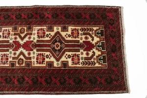 Vintage Ivory Tribal 3X13 Balouch Persian Runner Rug