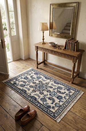 Cream Floral Classic 3' x 4' Nain Persian Rug