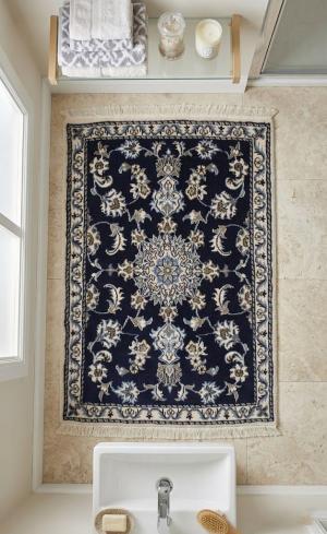 Navy Blue Floral Classic 2' 7" x 4' Nain Persian Rug