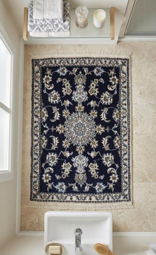 Navy Blue Floral Classic 2' 7" x 4' Nain Persian Rug