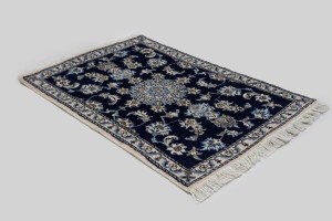 Navy Blue Floral Classic 3X4 Nain Persian Rug