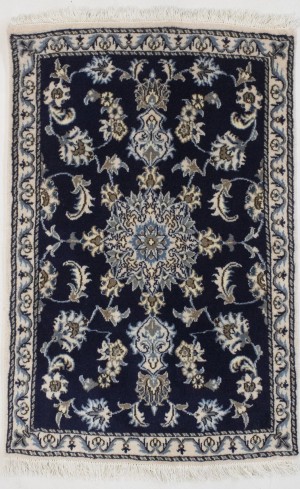 Navy Blue Floral Classic 3X4 Nain Persian Rug