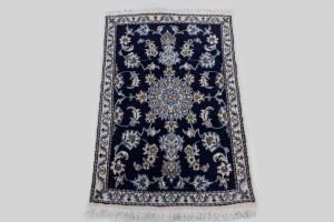 Navy Blue Floral Classic 3X4 Nain Persian Rug