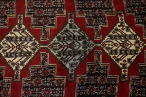 Dark Purple-navy Vintage Geometric 3X13 Bidjar Sanneh Persian Runner Rug