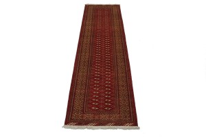 Vintage Red Tribal 3'4X12'6 Turkoman Persian Runner Rug