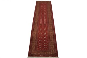 Vintage Red Tribal 3'4X12'6 Turkoman Persian Runner Rug