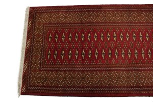 Vintage Red Tribal 3'4X12'6 Turkoman Persian Runner Rug