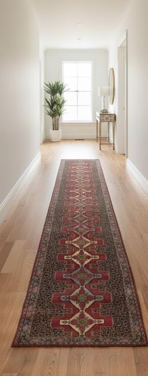 Vintage Floral 3' x 13'5" Bidjar Persian Runner Rug