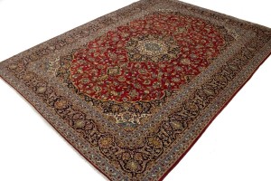 Vintage Red Traditional 10X14 Kashan Persian Rug