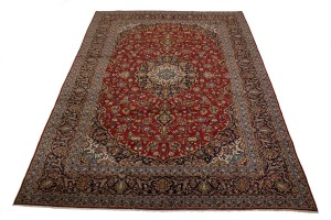 Vintage Red Traditional 10X14 Kashan Persian Rug