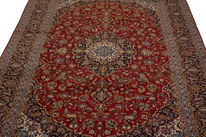 Vintage Red Traditional 10X14 Kashan Persian Rug