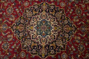 Vintage Red Traditional 10X14 Kashan Persian Rug