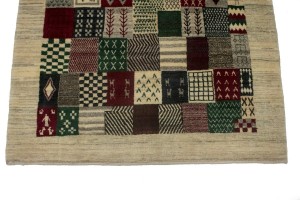 Beige Tribal 4X6 Gabbeh Persian Rug