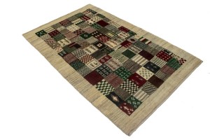 Beige Tribal 4X6 Gabbeh Persian Rug