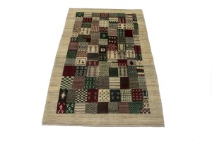 Beige Tribal 4X6 Gabbeh Persian Rug