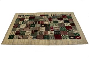 Beige Tribal 4X6 Gabbeh Persian Rug
