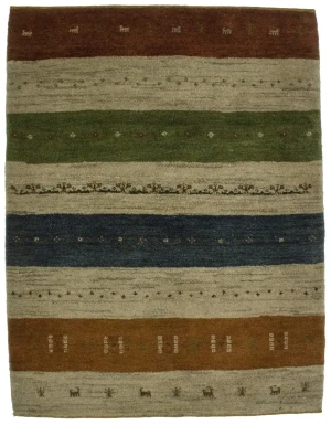 Multicolored Stripes 4X5 Gabbeh Persian Rug