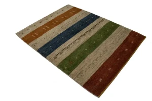 Multicolored Stripes 4X5 Gabbeh Persian Rug