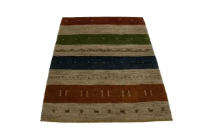 Multicolored Stripes 4X5 Gabbeh Persian Rug