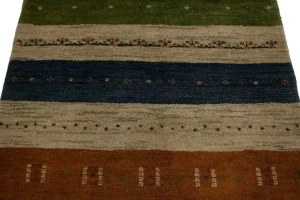 Multicolored Stripes 4X5 Gabbeh Persian Rug