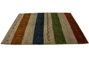 Multicolored Stripes 4X5 Gabbeh Persian Rug