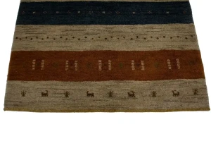 Multicolored Stripes 4X5 Gabbeh Persian Rug