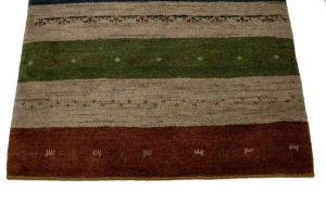 Multicolored Stripes 4X5 Gabbeh Persian Rug