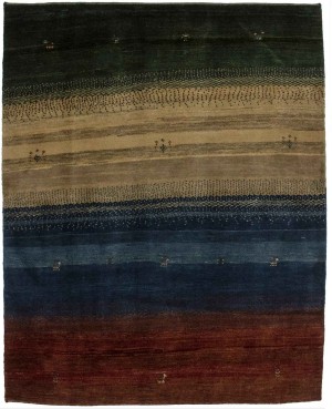 Multiolored Stripes Tribal 5X6 Gabbeh Persian Rug