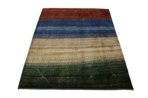 Multiolored Stripes Tribal 5X6 Gabbeh Persian Rug