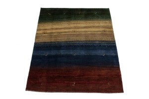Multiolored Stripes Tribal 5X6 Gabbeh Persian Rug