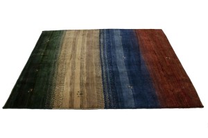 Multiolored Stripes Tribal 5X6 Gabbeh Persian Rug