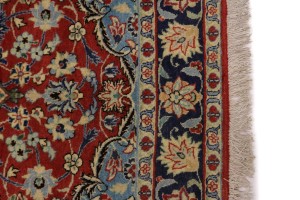 Vintage Scarlet Red Traditional 3'6X6'2 Isfahan Persian Rug