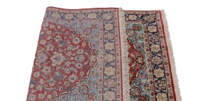 Vintage Scarlet Red Traditional 3'6X6'2 Isfahan Persian Rug