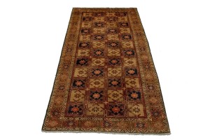 Vintage Beige Geometric 5X10 Meshkin Persian Rug