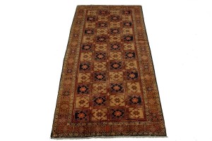Vintage Beige Geometric 5X10 Meshkin Persian Rug