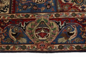 Semi Antique Navy Blue Pictorial 9'8X12'5 Kashmar Persian Rug